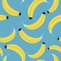 Light Blue with yellow bananas seamless pattern background design.