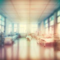 Light blur luxury hospital corridor ward, blurred background of clinic interior with defocus effect- AI generated image Royalty Free Stock Photo