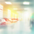 Light blur luxury hospital corridor ward, blurred background of clinic interior with defocus effect- AI generated image Royalty Free Stock Photo