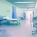 Light blur luxury hospital corridor ward, blurred background of clinic interior with defocus effect- AI generated image Royalty Free Stock Photo