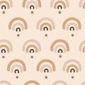 Light boho seamless pattern with arches. Vector background in modern bohemian style.Boho rainbows
