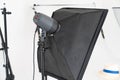 Light box in photographic studio Interior of modern photo studio with professional equipment