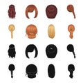 Light braid, fish tail and other types of hairstyles. Back hairstyle set collection icons in black,cartoon style vector