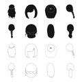 Light braid, fish tail and other types of hairstyles. Back hairstyle set collection icons in black,outline style vector