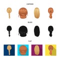 Light braid, fish tail and other types of hairstyles. Back hairstyle set collection icons in cartoon,black,flat style Royalty Free Stock Photo