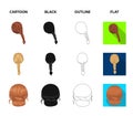 Light braid, fish tail and other types of hairstyles. Back hairstyle set collection icons in cartoon,black,outline,flat