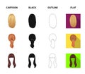 Light braid, fish tail and other types of hairstyles. Back hairstyle set collection icons in cartoon,black,outline,flat Royalty Free Stock Photo