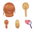 Light braid, fish tail and other types of hairstyles. Back hairstyle set collection icons in cartoon style vector symbol