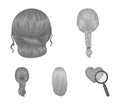 Light braid, fish tail and other types of hairstyles. Back hairstyle set collection icons in monochrome style vector