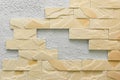 Light brick element fragment abstract interior design wall pattern sand clay color texture facade background Royalty Free Stock Photo