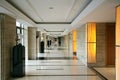 A light and bright luxurious hotel corridor