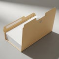 Cardboard file holder with white paper stack casting a shadow Royalty Free Stock Photo