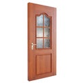 Light Brown Close Interior Door. Realistic 3D Render. Isolated On White Background. Side View