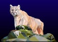 Light brown cougar, low poly illistration