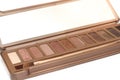 A light brown eye shadow cosmetic palette kit