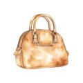 Light brown female handbag isolated on white background.