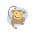 Light brown funny monkey sitting icon. Vector illustration.