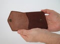 Brown real leather purse