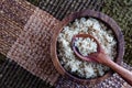 Light Brown Sugar In Wooden Bowl Royalty Free Stock Photo