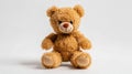Light Brown Teddy Bear Sitting on White Background Royalty Free Stock Photo