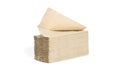 Light brown tissue paper in layers Wipes clean, stacked in layers, on a white background