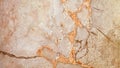 Light brown wall with orange streaks. Stone surface texture panoramic format background