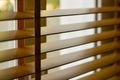 Light brown wood blinds curtain for the house window