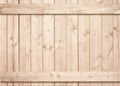 Light brown wooden wall, fence texture with horizontal and vertical planks