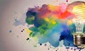 Light Bulb with Abstract colours concept of innovation, creative ideas. Royalty Free Stock Photo