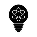 Light bulb with atom silhouette style icon vector design