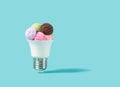 Light bulb base with ice cream balls.