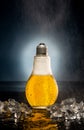 Light bulb beer with drops and ice Royalty Free Stock Photo