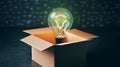 light bulb in a box elf learning or education knowledge and business studying concept leadership, Generative AI