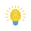 Light bulb brain icon, vector illustration