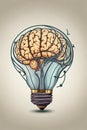Light Bulb with Brain Inside for Innovative Company Logo.