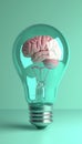 Light bulb with brain inside symbolizing bright ideas and creative, brainstorming idea generation concept Royalty Free Stock Photo