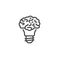 Light bulb and brain line icon Royalty Free Stock Photo