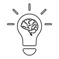 Light bulb and brain line icon, outline vector Royalty Free Stock Photo