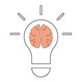 Light bulb and brain line icon, outline vector Royalty Free Stock Photo