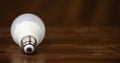 Light bulb on a brown background, saving energy, save power banner Royalty Free Stock Photo