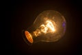 Light bulb with burning filament lay Royalty Free Stock Photo