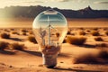 Light bulb, burning fire, campfire, green energy / idea or concept of energy and environment Royalty Free Stock Photo