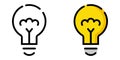 Light Bulb Cartoon Icon Lighting Tool Yellow and Black Color