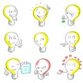 Light Bulb Cartoon Sketch Hand Draw Set Idea