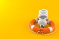 Light bulb cfl inside life buoy Royalty Free Stock Photo