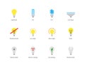 Light bulb and CFL lamp icons on white background.