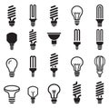 Light bulb and CFL lamp set icons Royalty Free Stock Photo