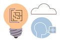 Artificial intelligence concepts with light bulb, cloud, and human speech analysis visualization Royalty Free Stock Photo