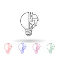 Light bulb and circuit multi color icon. Simple thin line, outline vector of idea icons for ui and ux, website or mobile Royalty Free Stock Photo