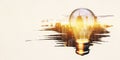 Light bulb with cityscape reflection on abstract background. 3D Rendering Royalty Free Stock Photo